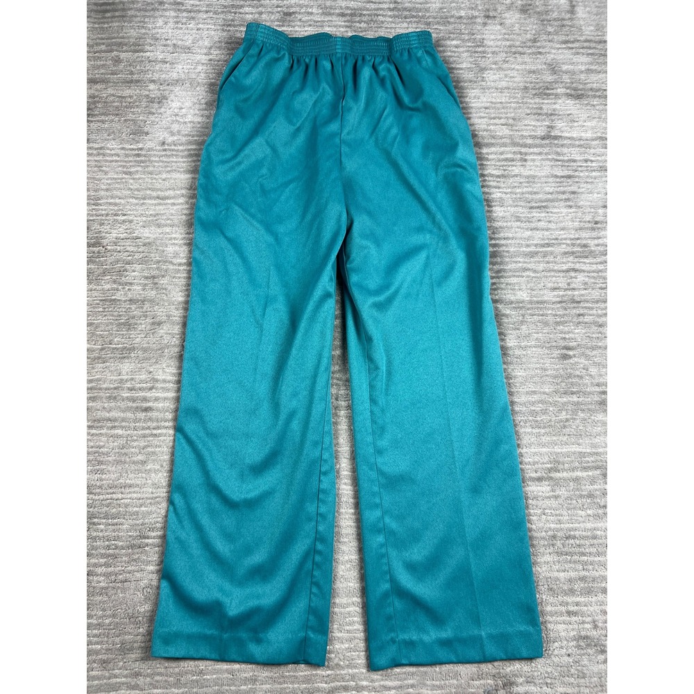 Alfred Dunner Pants Womens 10 Teal Straight Leg Elastic Waist High Rise Casual